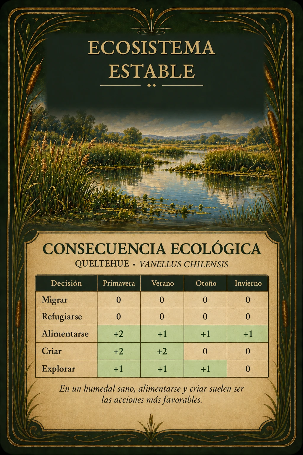 Tarjeta de ecosistema estable